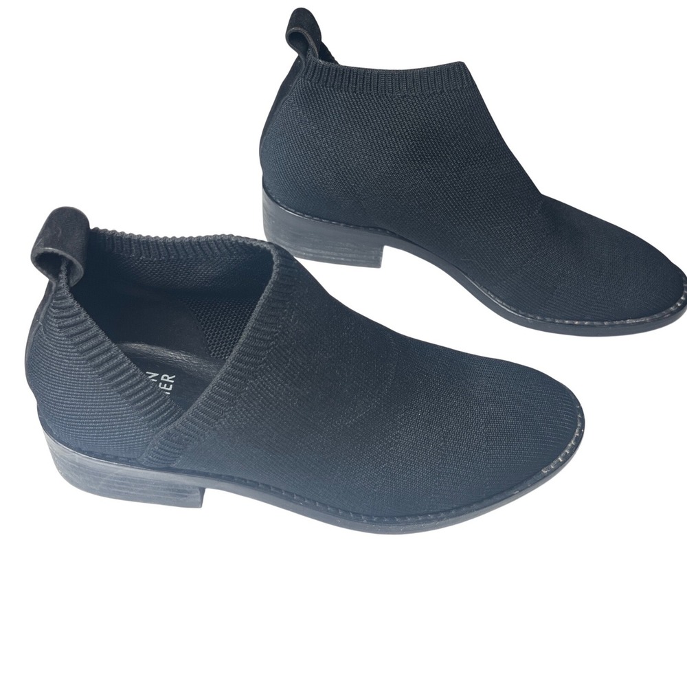 Eileen Fisher Sock Knit Ankle Booties Black Stretch Minimalist Women 6‎